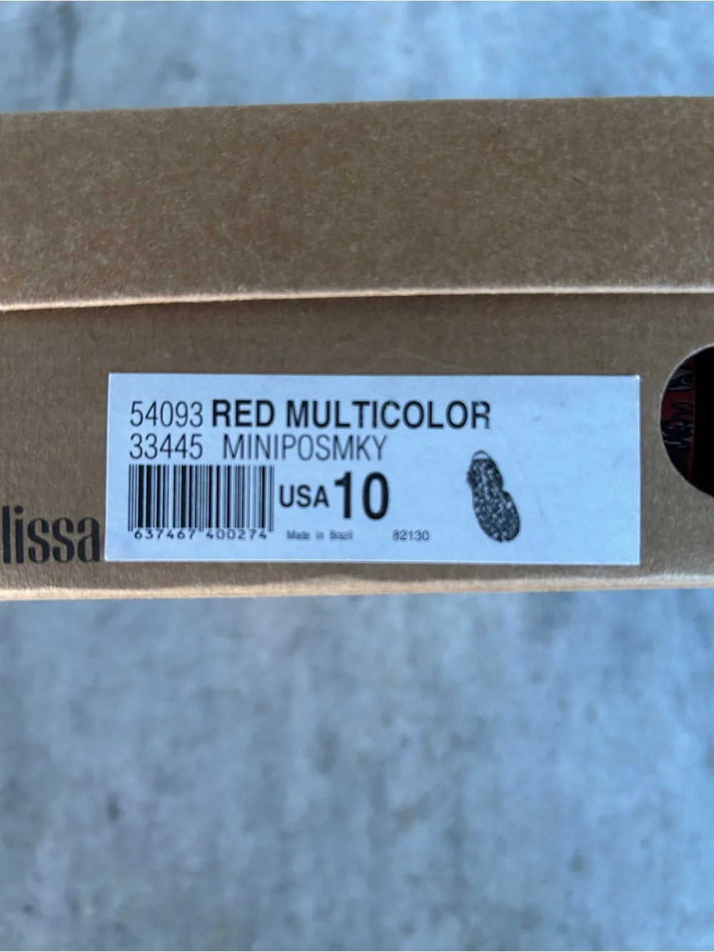 Mini Melissa x Disney Red Mickey Kids Jelly Sandals Size 10